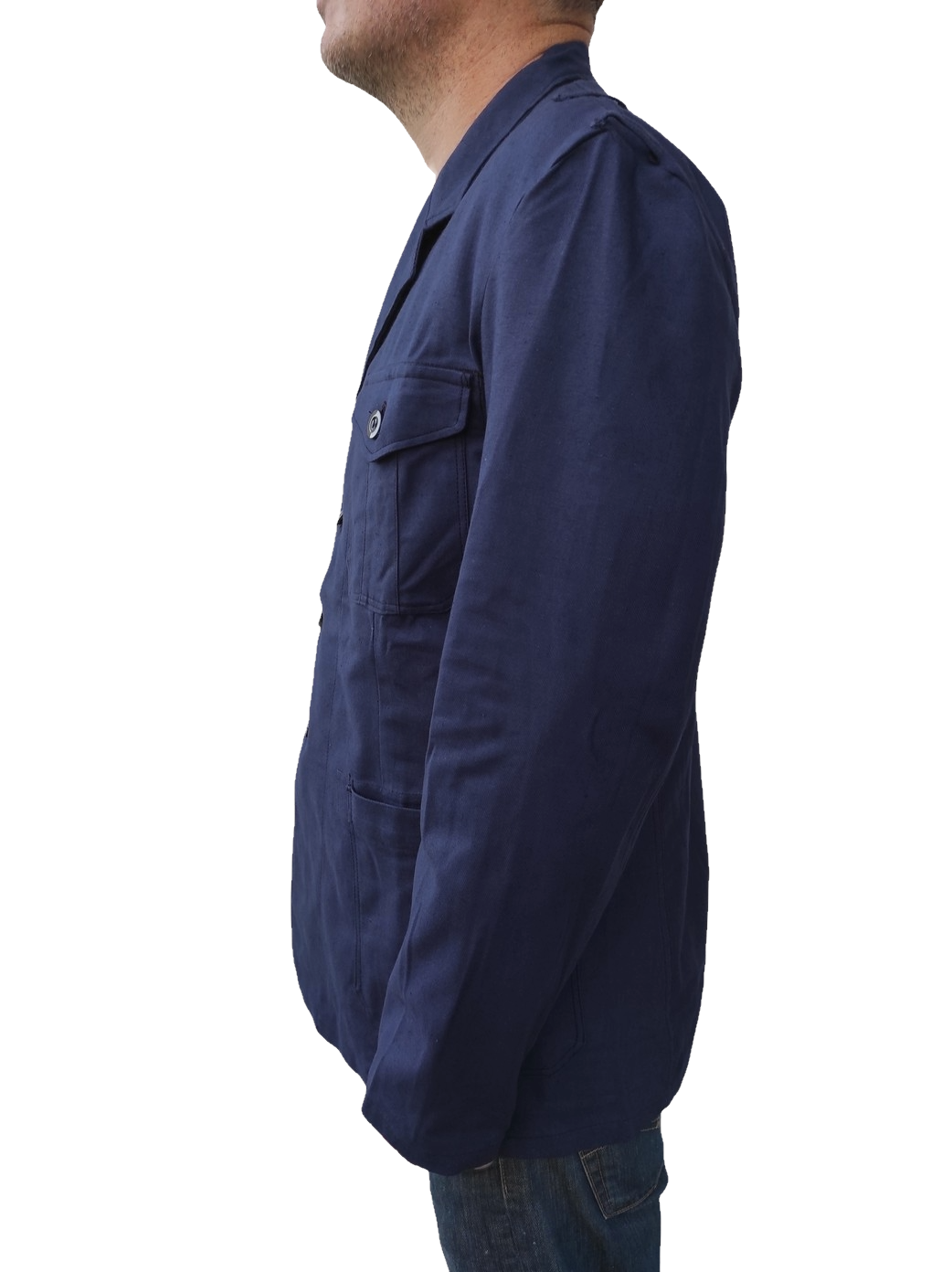 New vintage 1940s 1950s Swedish Army blue denim work jacket coat chore military