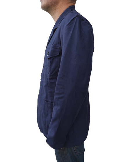 New vintage 1940s 1950s Swedish Army blue denim work jacket coat chore military