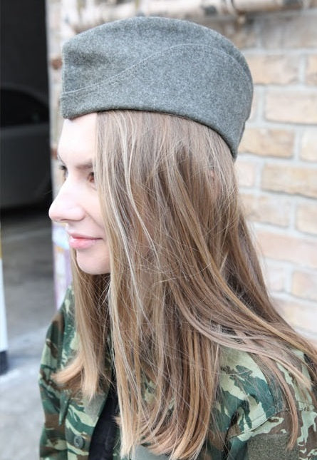 Vintage Unissued 1940s Swedish army grey wool side cap hat garrison forage Sweden army military WW2