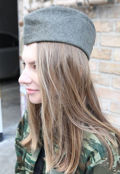 Vintage Unissued 1940s Swedish army grey wool side cap hat garrison forage Sweden army military WW2