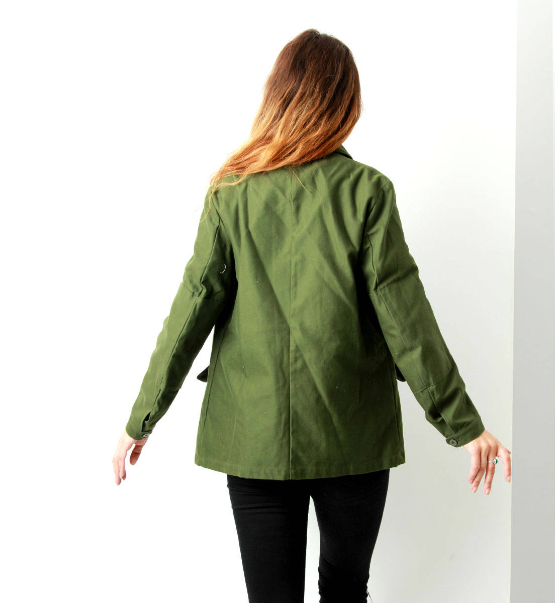 Vintage Women's 1960s 1970s Swedish Army jacket M59 military coat combat field no tabs original ladies