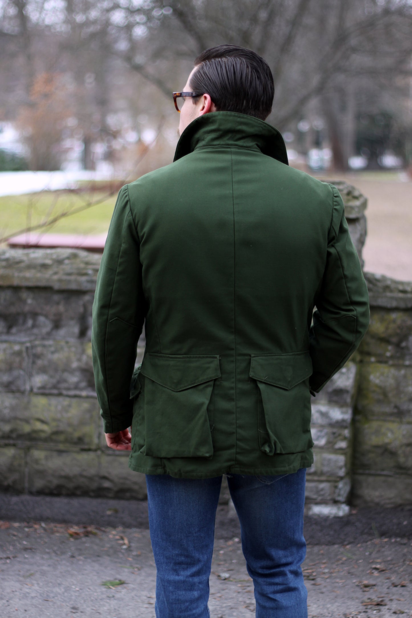 New Vintage 1960s 1970s Swedish Army jacket M59 military coat combat field green unissued olive