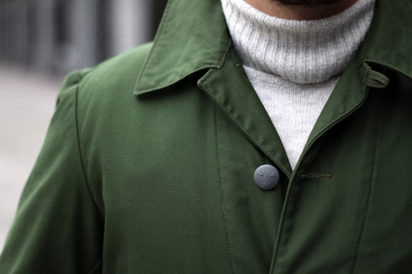 New Vintage 1960s 1970s Swedish Army jacket M59 military coat combat field green unissued olive