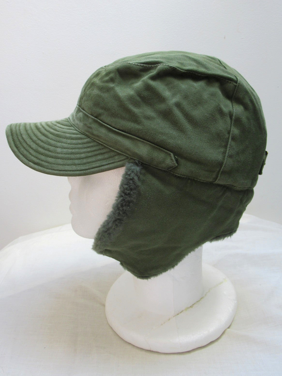 Vintage  Swedish army M59 lined winter hat cap military cold weather 1960s-1970s ear flaps