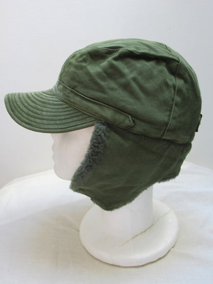 Vintage  Swedish army M59 lined winter hat cap military cold weather 1960s-1970s ear flaps