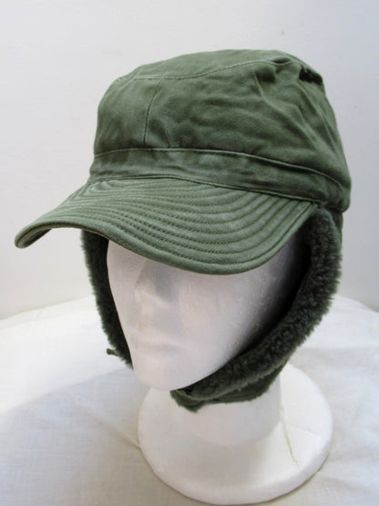 Vintage  Swedish army M59 lined winter hat cap military cold weather 1960s-1970s ear flaps