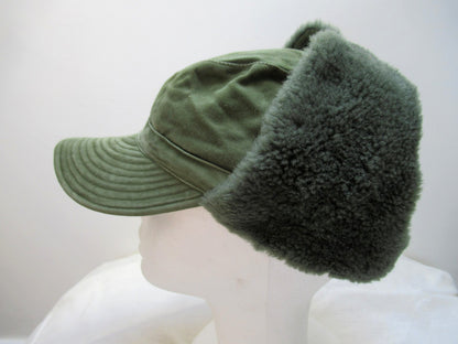 Vintage  Swedish army M59 lined winter hat cap military cold weather 1960s-1970s ear flaps