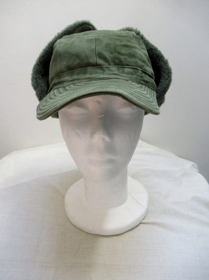 Vintage  Swedish army M59 lined winter hat cap military cold weather 1960s-1970s ear flaps