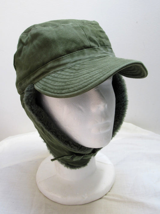 Vintage  Swedish army M59 lined winter hat cap military cold weather 1960s-1970s ear flaps