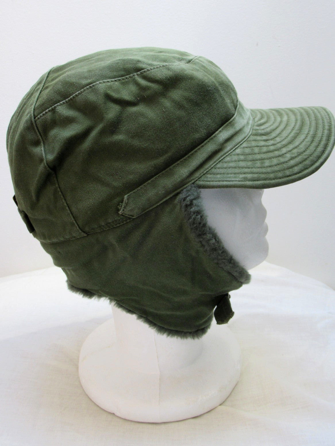 Vintage  Swedish army M59 lined winter hat cap military cold weather 1960s-1970s ear flaps
