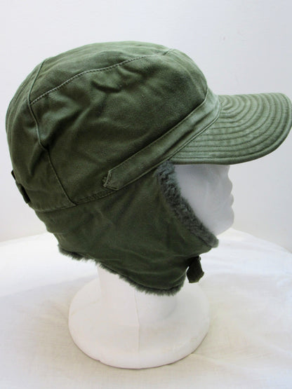 Vintage  Swedish army M59 lined winter hat cap military cold weather 1960s-1970s ear flaps