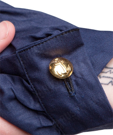 Vintage Womens 1970s Swedish navy blouse service shirt field army military middy uniform