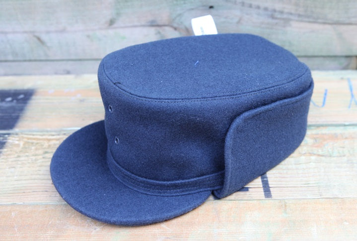 Vintage 1960s Swedish air force blue wool lined winter hat cap Sweden army military