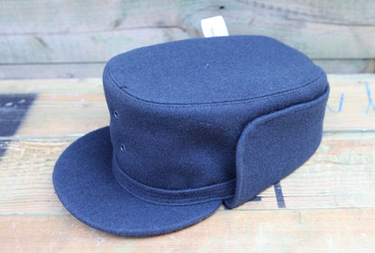 Vintage 1960s Swedish air force blue wool lined winter hat cap Sweden army military