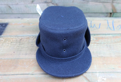 Vintage 1960s Swedish air force blue wool lined winter hat cap Sweden army military
