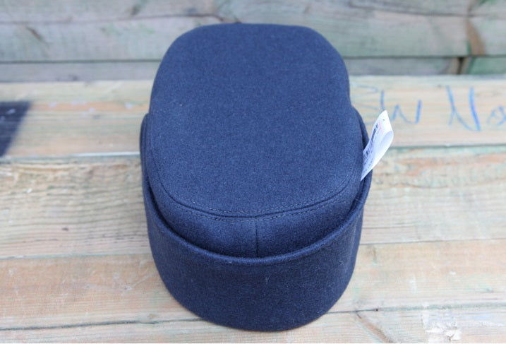 Vintage 1960s Swedish air force blue wool lined winter hat cap Sweden army military
