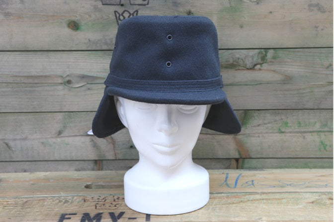 Vintage 1960s Swedish air force blue wool lined winter hat cap Sweden army military