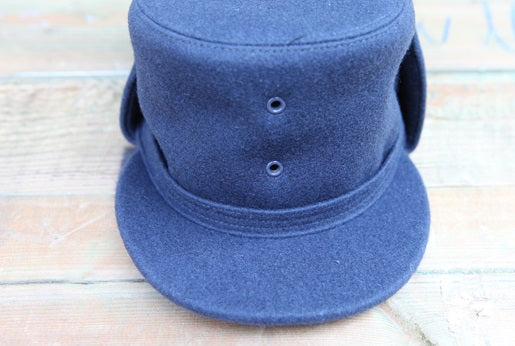 Vintage 1960s Swedish air force blue wool lined winter hat cap Sweden army military