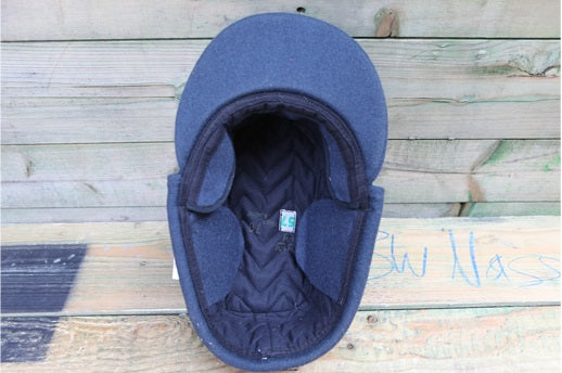 Vintage 1960s Swedish air force blue wool lined winter hat cap Sweden army military