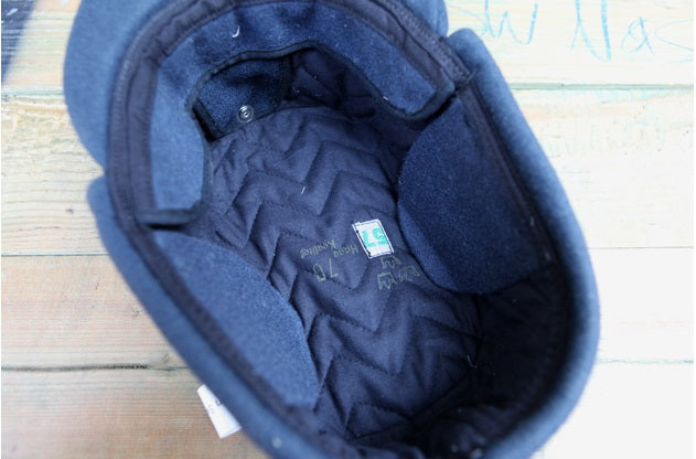Vintage 1960s Swedish air force blue wool lined winter hat cap Sweden army military