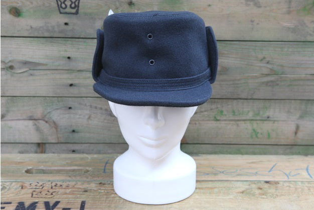 Vintage 1960s Swedish air force blue wool lined winter hat cap Sweden army military