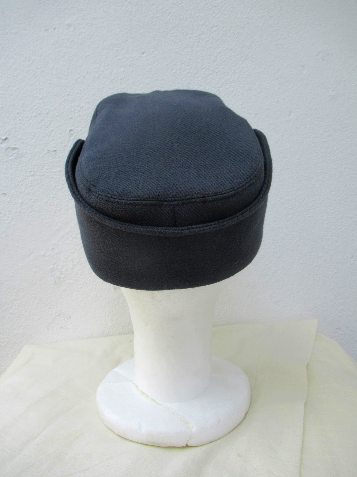 Vintage 1960s Swedish air force blue wool lined winter hat cap mountain gaberdine army military