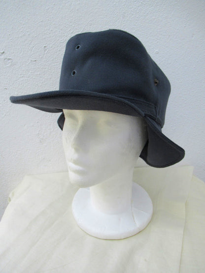 Vintage 1960s Swedish air force blue wool lined winter hat cap mountain gaberdine army military