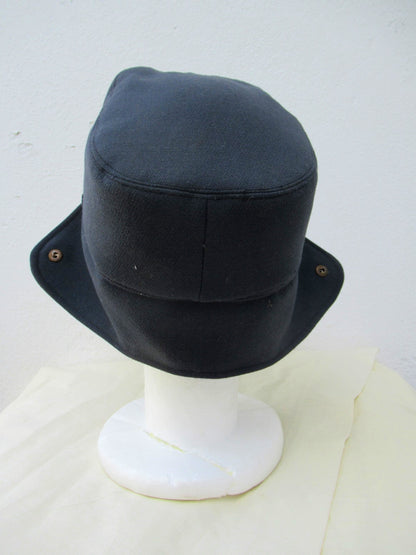 Vintage 1960s Swedish air force blue wool lined winter hat cap mountain gaberdine army military