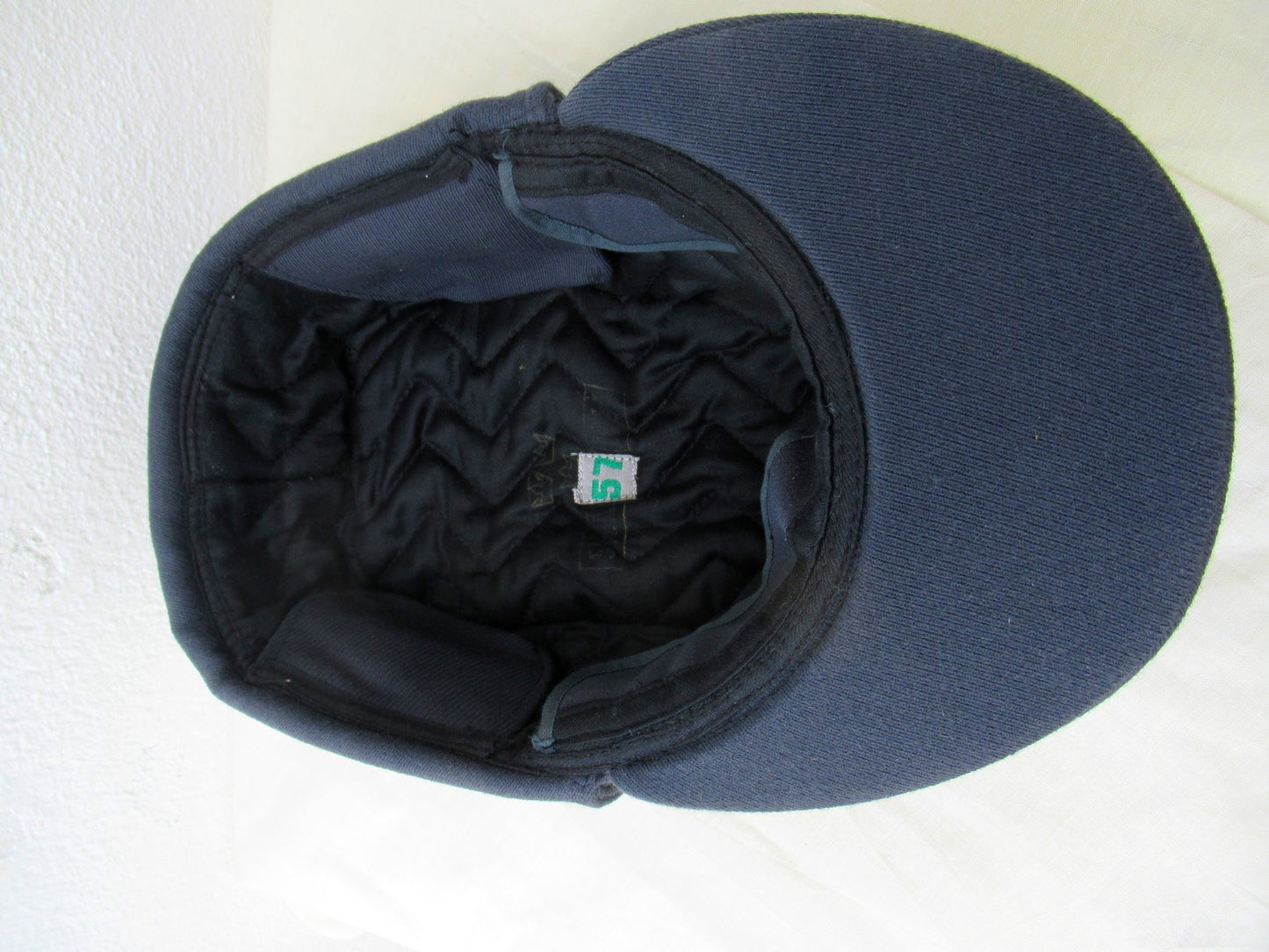 Vintage 1960s Swedish air force blue wool lined winter hat cap mountain gaberdine army military