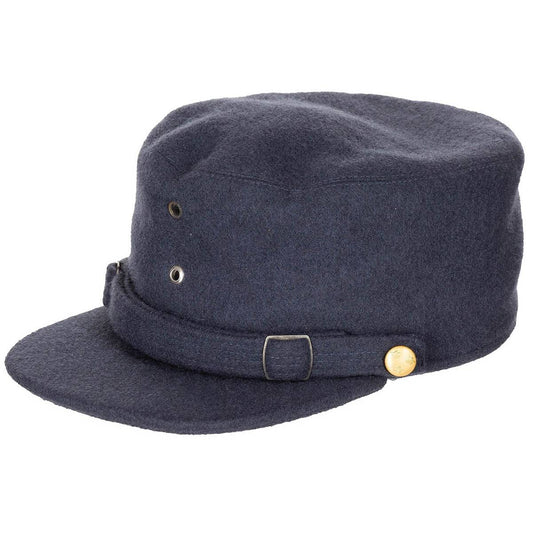 Vintage 1960s Swedish air force blue wool lined winter hat cap mountain strap &