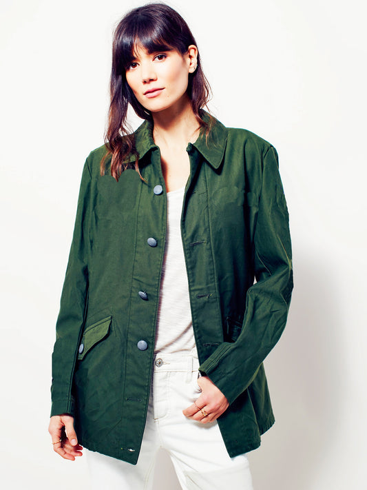 Vintage Women's 1960s 1970s Swedish Army jacket M59 military coat combat field no tabs original ladies