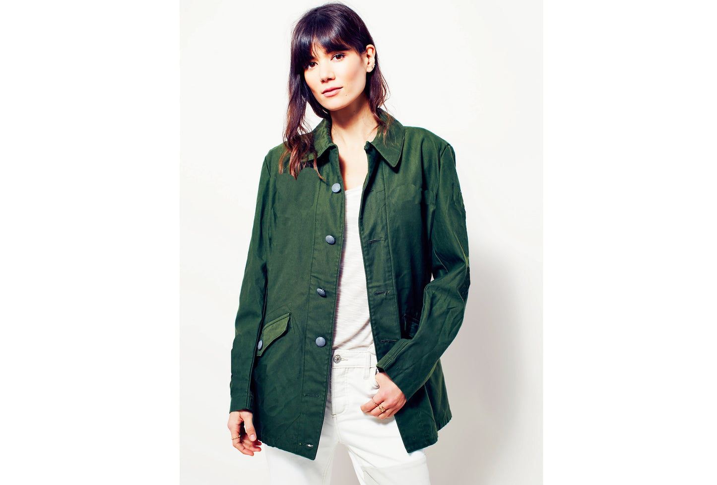 Vintage Women's 1960s 1970s Swedish Army jacket M59 military coat combat field no tabs original ladies