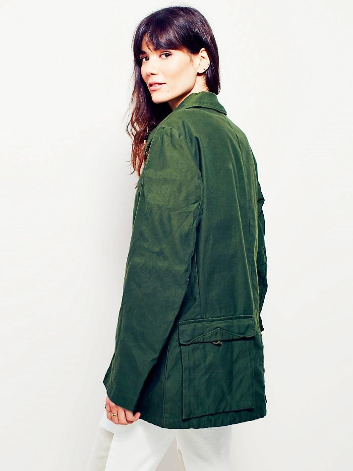 Vintage Women's 1960s 1970s Swedish Army jacket M59 military coat combat field no tabs original ladies