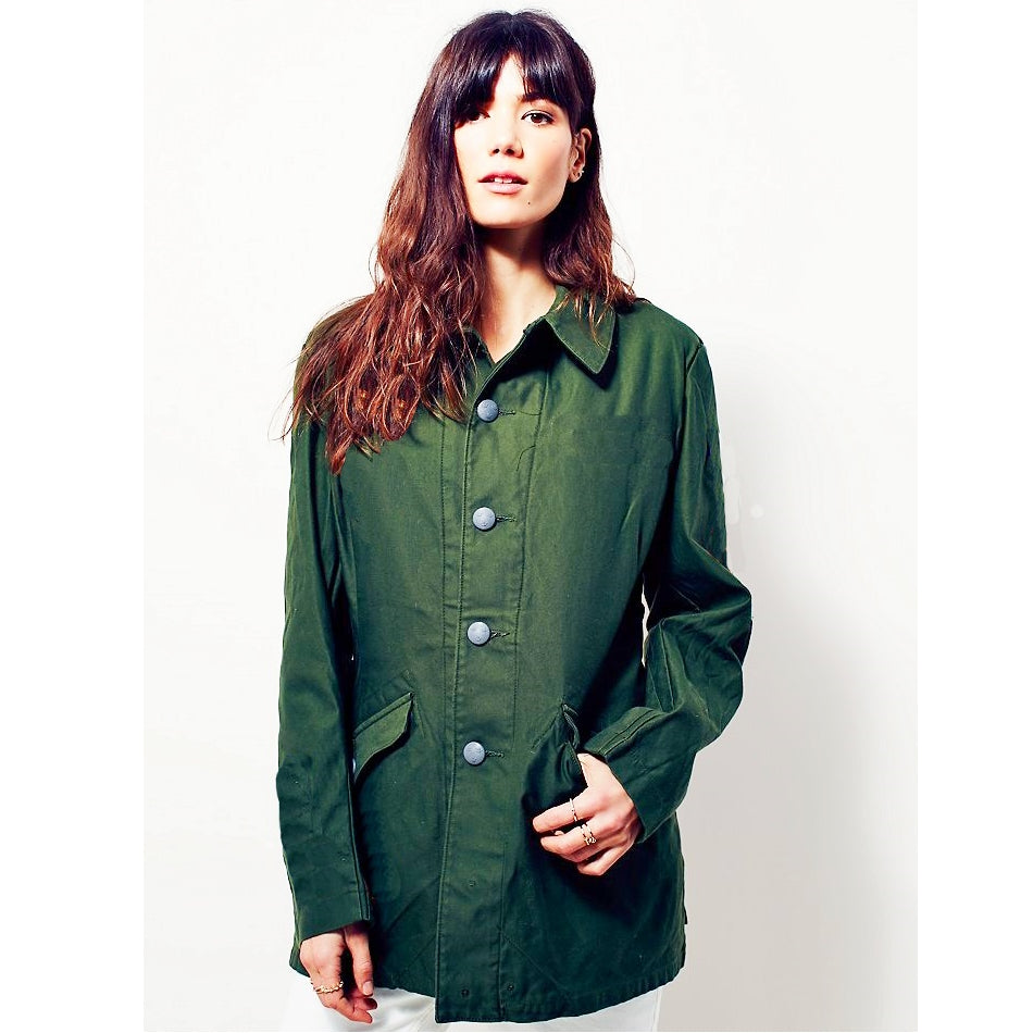 Vintage Women's 1960s 1970s Swedish Army jacket M59 military coat combat field no tabs original ladies