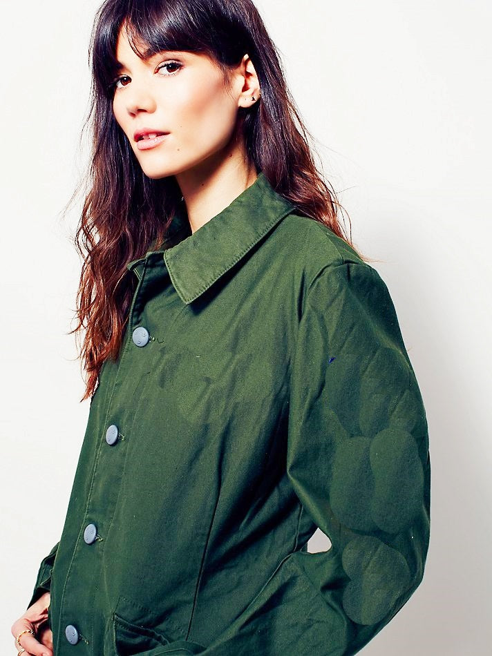 Vintage Women's 1960s 1970s Swedish Army jacket M59 military coat combat field no tabs original ladies