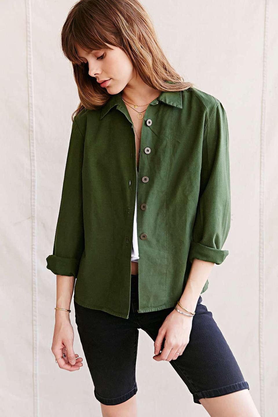 New Vintage Women's 1960s Swedish blouse shirt field army military fieldshirt shirt