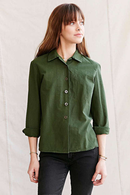 New Vintage Women's 1960s Swedish blouse shirt field army military fieldshirt shirt