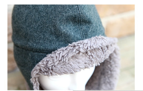 Vintage 1970s Swiss army grey wool faux fur lined winter hat cap Switzerland military