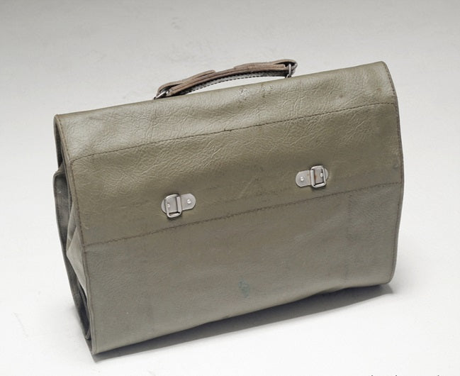 Vintage Swiss army vinyl folding document case briefcase attache map waterproof bag carrier military