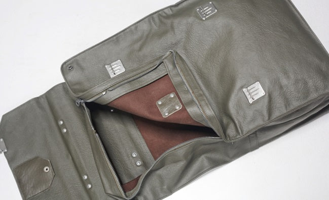 Vintage Swiss army vinyl folding document case briefcase attache map waterproof bag carrier military