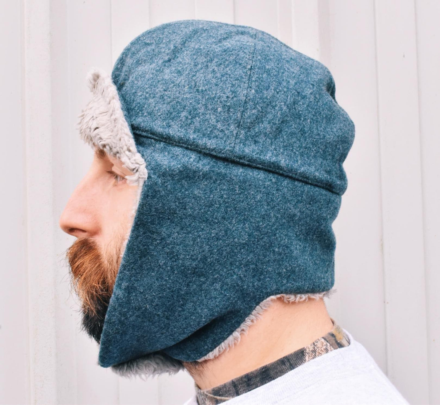 Vintage 1970s Swiss army grey wool faux fur lined winter hat cap Switzerland military