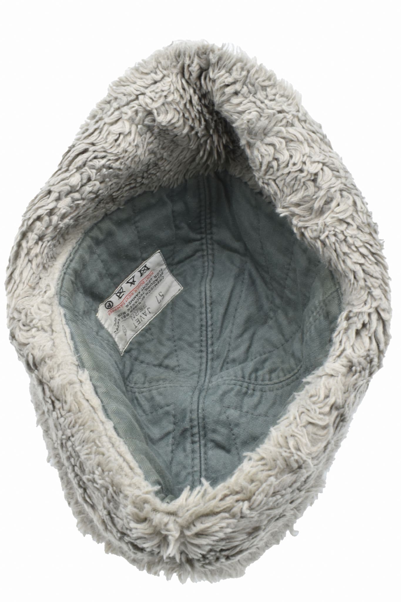 Vintage 1970s Swiss army grey wool faux fur lined winter hat cap Switzerland military