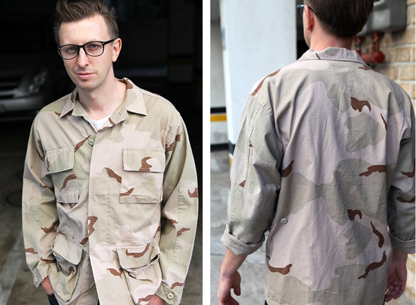 Vintage 1990s US army desert camouflage bdu jacket coat surplus camo military retro urban three colour