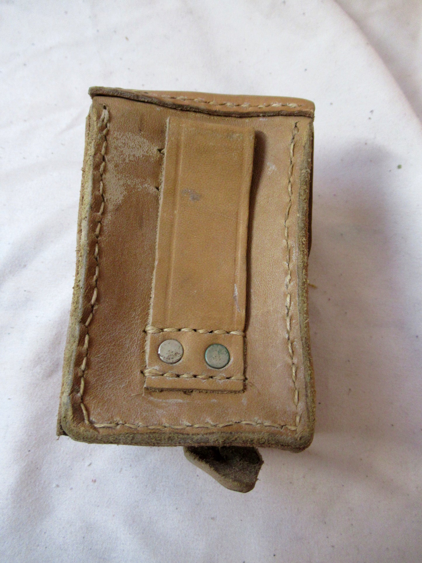 Vintage Yugoslavian army leather Mauser ammo single belt pouch military ammunition JNA Communist Soviet Era